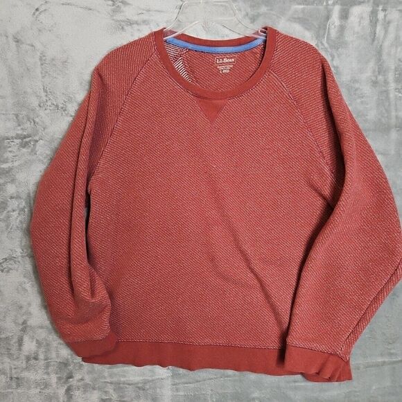 L.L. Bean Men's Slightly Fitted Sweatshirt  Sz Lg cotton wool rust color - Picture 1 of 10